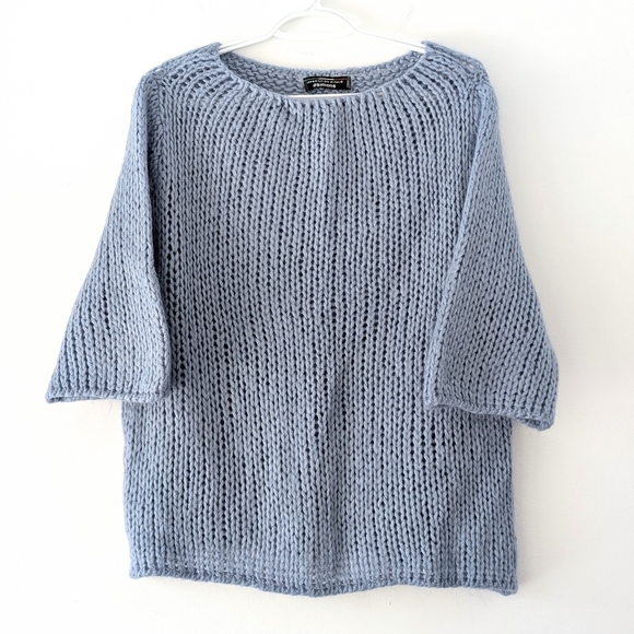 Simons Sweaters - Mohair-blend Cozy Chic Women's Loose-knit Blue Sweater ~ Size Large